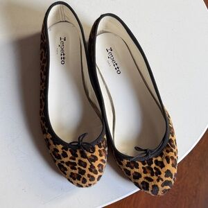 Repetto Leopard Print Ballet Flats in Brown and Black